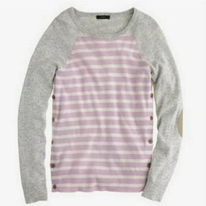 J Crew Sweater Side Button Elbow Patch Striped